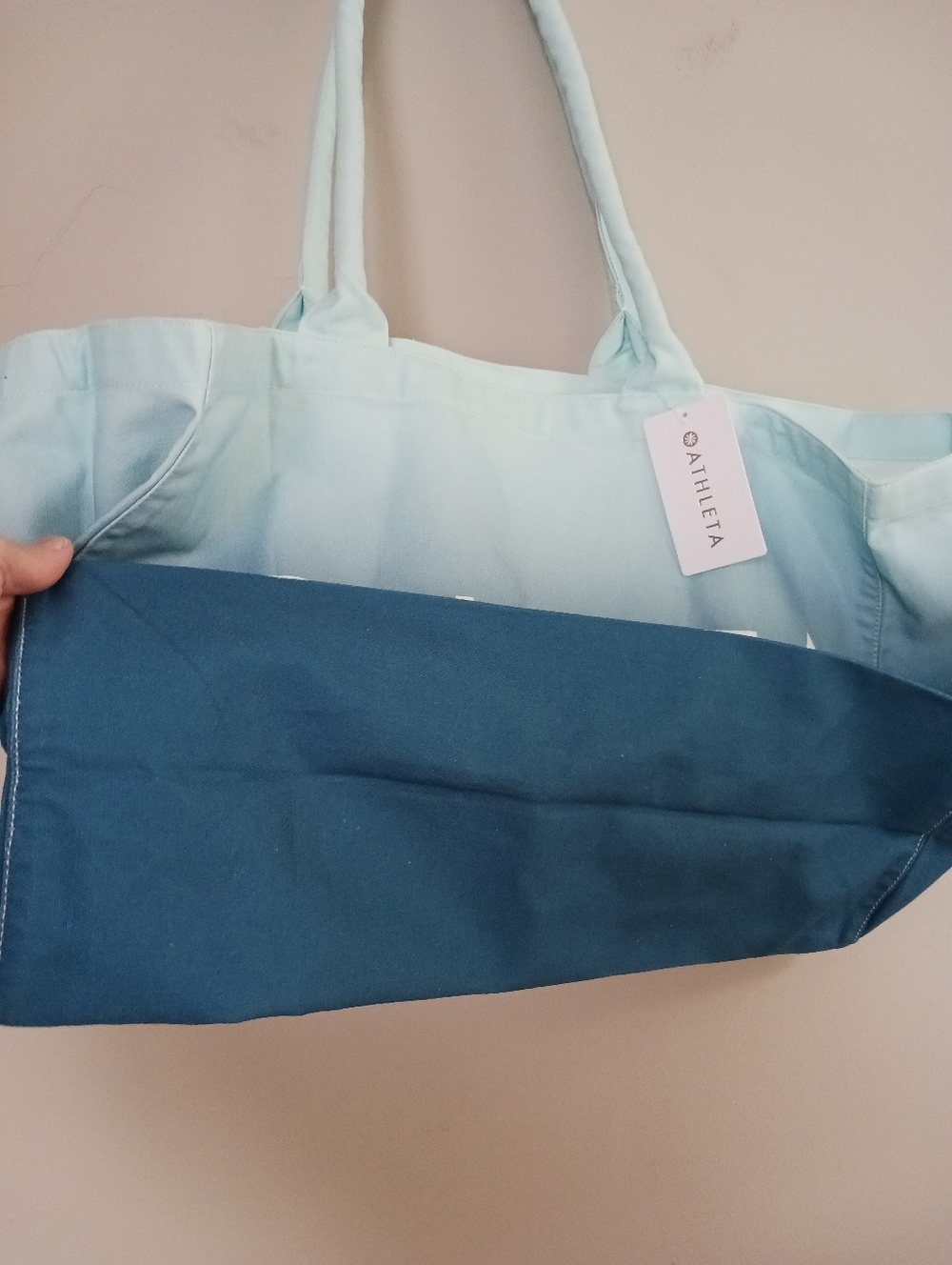 Athleta Blue Ombre Canvas Tote Bag NWT - Picture 3 of 10